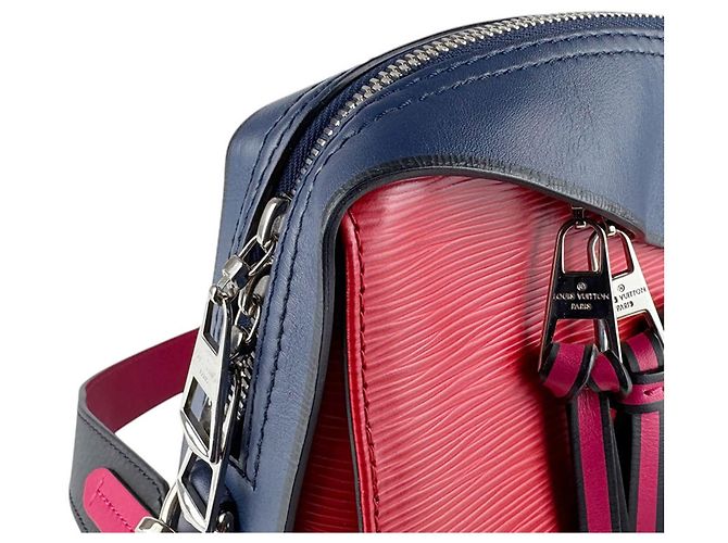 Borsa tote in pelle Epi Louis Vuitton Nero Rosso Blu navy - vista 6