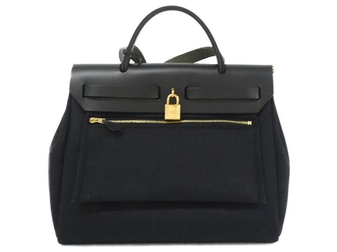 Hermès Herbag Zip PM Handtasche Schwarz - Ansicht 2