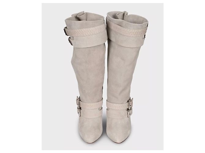 Grau Wildleder Python Stiefel Christian Louboutin NWOB Größe 40 Gebraucht - Ansicht 2