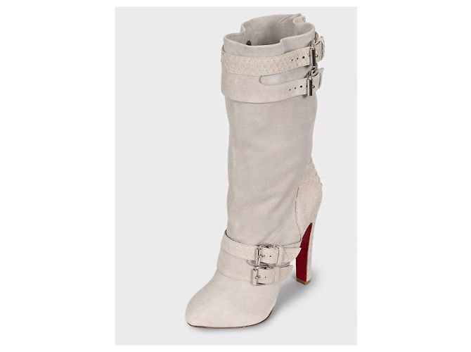 Grau Wildleder Python Stiefel Christian Louboutin NWOB Größe 40 Gebraucht - Ansicht 3