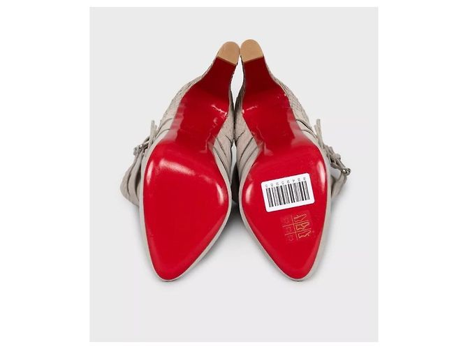 Grau Wildleder Python Stiefel Christian Louboutin NWOB Größe 40 Gebraucht - Ansicht 5