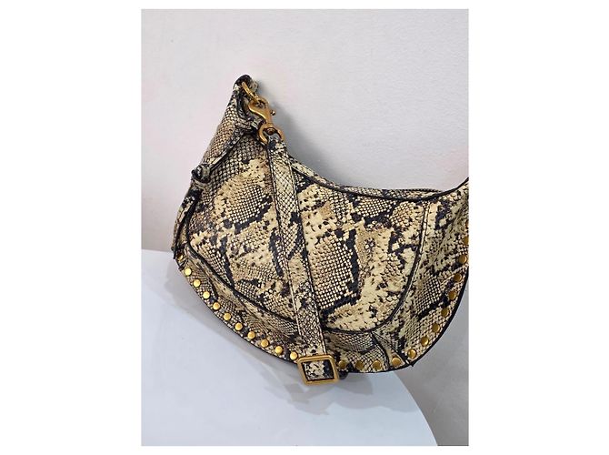 Isabel Marant Borsa a spalla in pelle con stampa serpente Marrone Nero Stampa python - vista 3