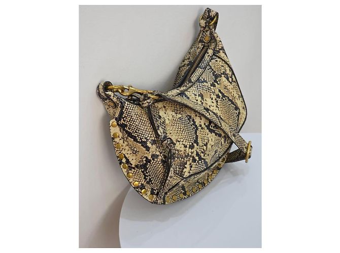 Isabel Marant Borsa a spalla in pelle con stampa serpente Marrone Nero Stampa python - vista 4