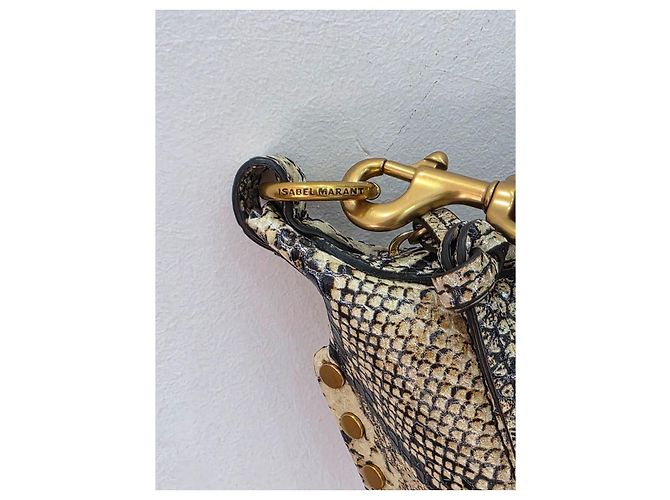 Isabel Marant Borsa a spalla in pelle con stampa serpente Marrone Nero Stampa python - vista 5