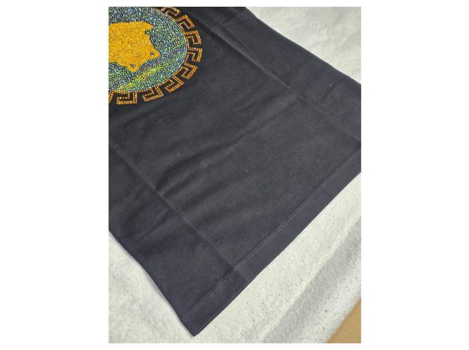 Schwarzes Versace T-Shirt mit Strass verziert - Ansicht 6