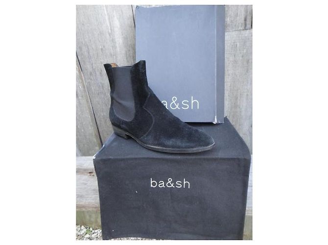 Botines Ba&Sh de ante negro - vista 2