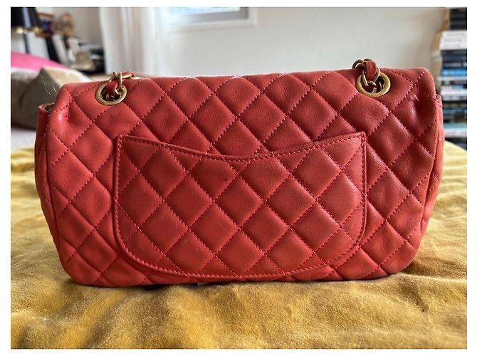 Borsa Chanel Timeless Classic Pelle Corallo Oro Gold hardware - vista 2