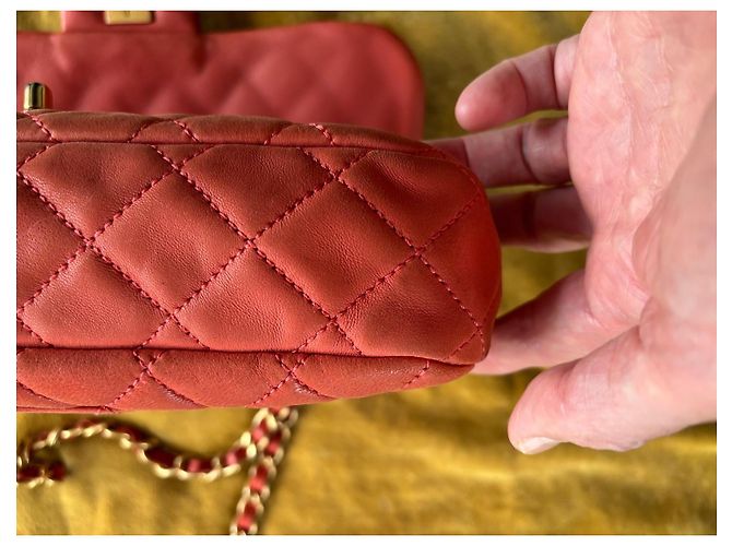 Borsa Chanel Timeless Classic Pelle Corallo Oro Gold hardware - vista 4