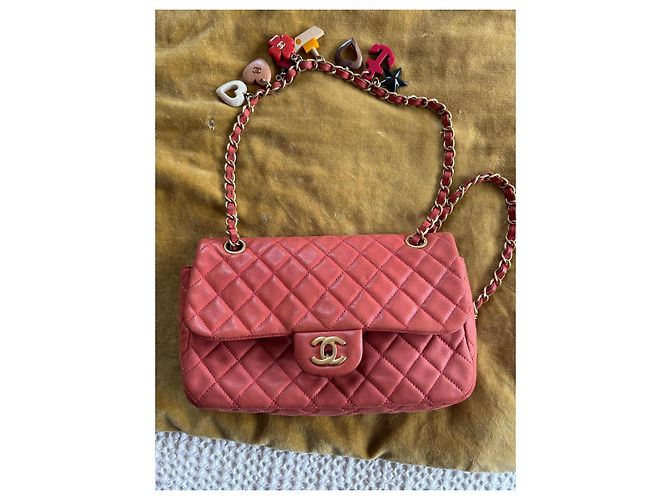 Borsa Chanel Timeless Classic Pelle Corallo Oro Gold hardware - vista 6