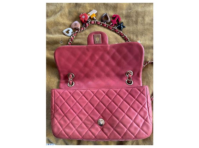 Borsa Chanel Timeless Classic Pelle Corallo Oro Gold hardware - vista 7