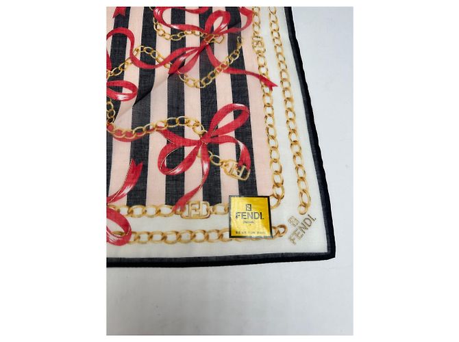 Sciarpa Vintage Fendi Striata Nera Rosa Bianca Oro Multicolore - vista 2