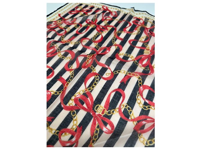 Sciarpa Vintage Fendi Striata Nera Rosa Bianca Oro Multicolore - vista 4