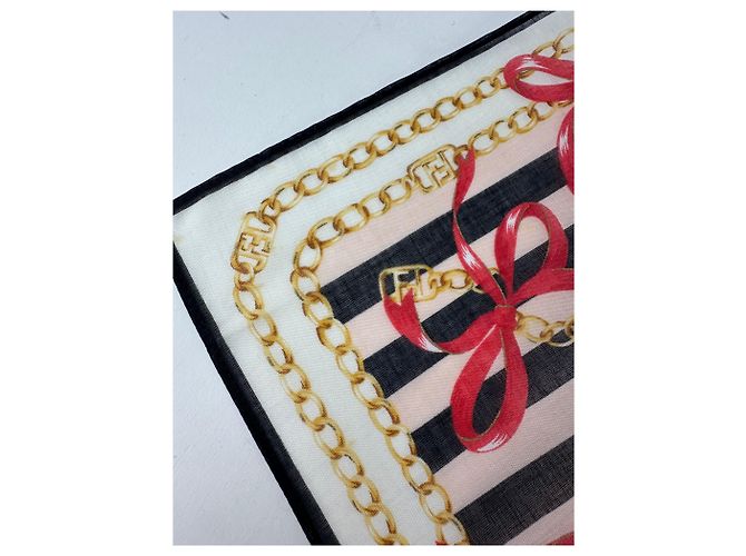Sciarpa Vintage Fendi Striata Nera Rosa Bianca Oro Multicolore - vista 6