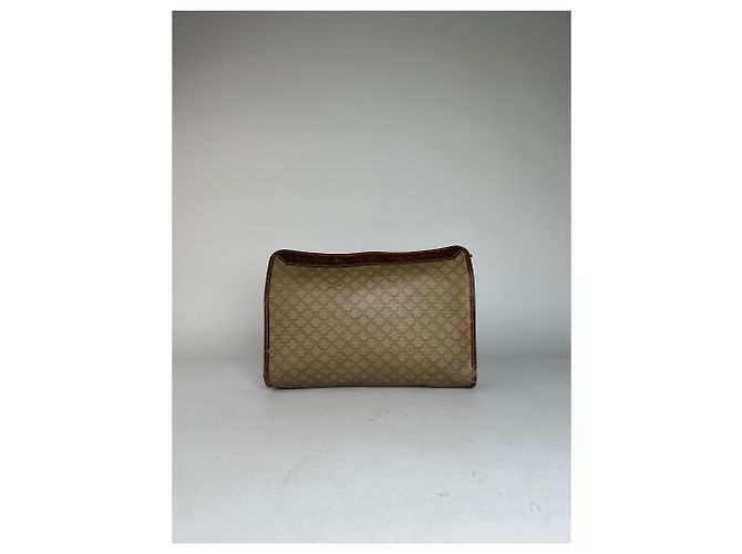 Céline Clutch in pelle monogramma Triomphe Celine Paris vintage beige marrone - vista 2