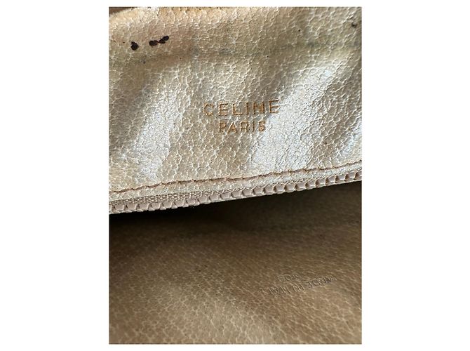 Céline Clutch in pelle monogramma Triomphe Celine Paris vintage beige marrone - vista 3
