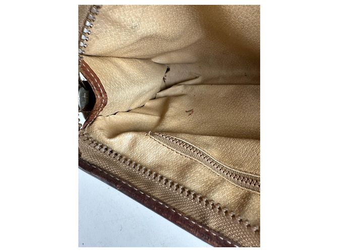 Céline Clutch in pelle monogramma Triomphe Celine Paris vintage beige marrone - vista 9