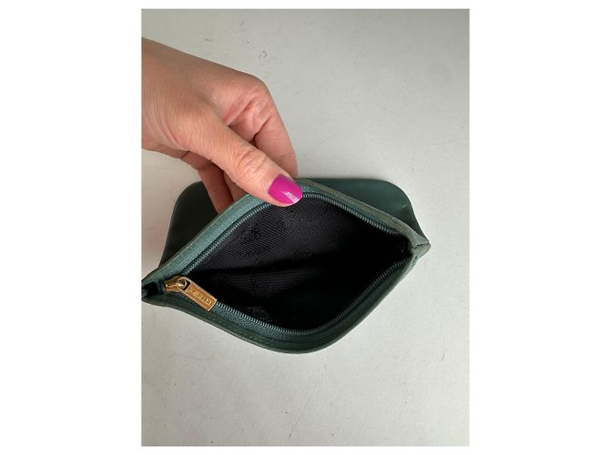 Clutch in pelle Loewe vintage verde - vista 4