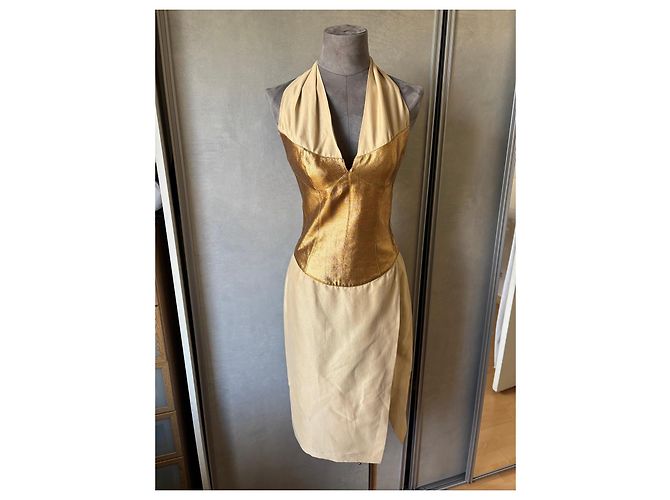 Thierry Mugler Abito da sera dorato e beige D'oro - vista 2
