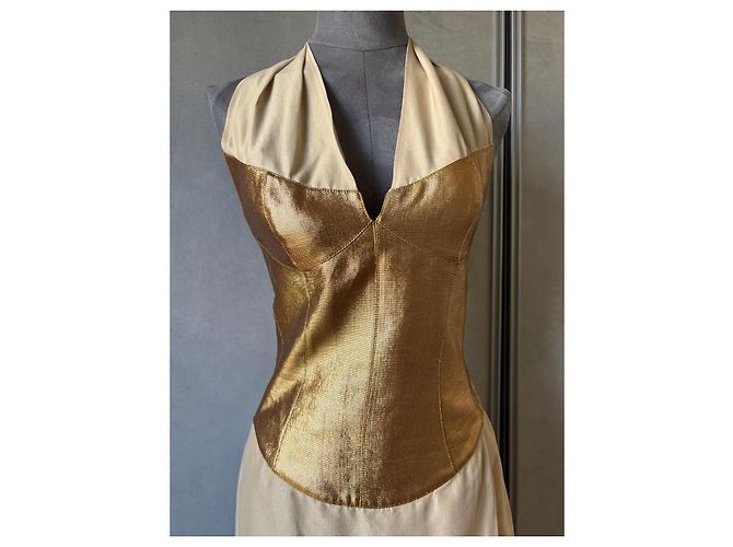 Thierry Mugler Abito da sera dorato e beige D'oro - vista 3
