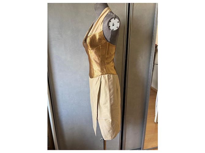 Thierry Mugler Abito da sera dorato e beige D'oro - vista 4
