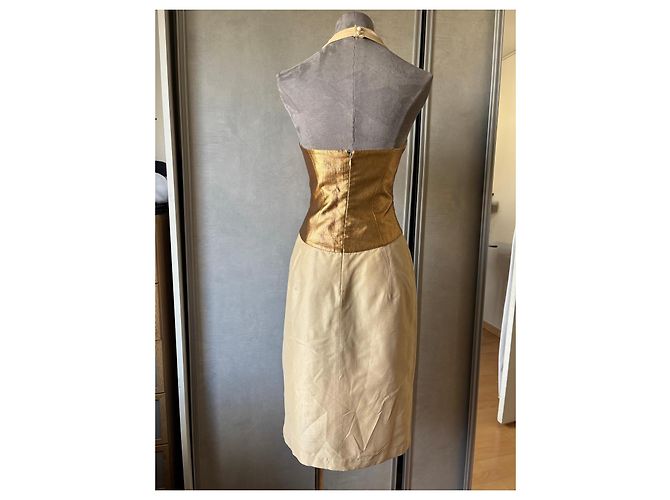 Thierry Mugler Abito da sera dorato e beige D'oro - vista 5