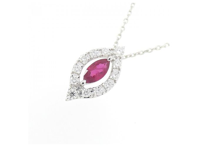 Collana Tasaki in oro bianco Au750, rubino e diamanti Argento - vista 3