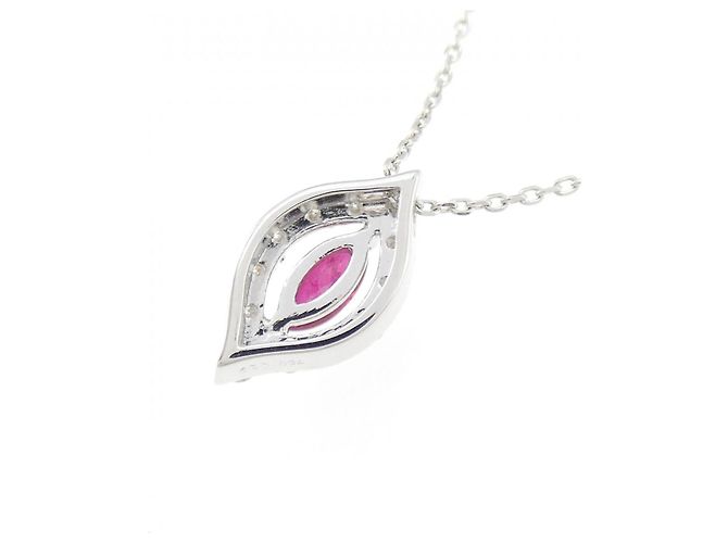Collana Tasaki in oro bianco Au750, rubino e diamanti Argento - vista 4