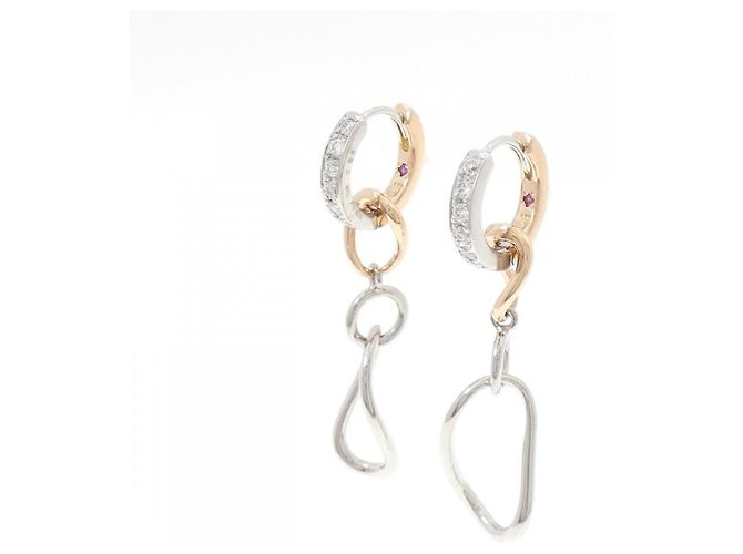 Autre Marque Orecchini Two Tone 2way in Diamante e Zaffiro Au750 D'oro - vista 2