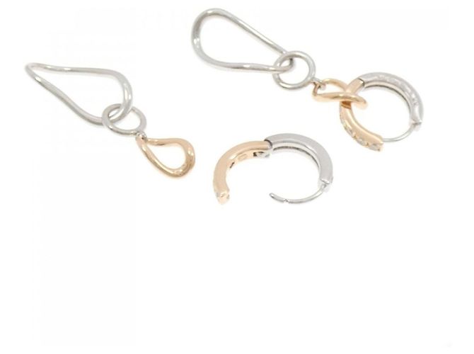 Autre Marque Orecchini Two Tone 2way in Diamante e Zaffiro Au750 D'oro - vista 4