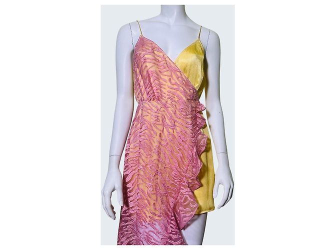 Rotate Birger Christensen Kleid Rosa Gelb Viskose Pink Mehrfarben - Ansicht 2