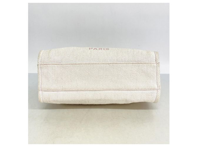 Chanel Deauville Raffia Kettentasche Pink Weiß - Ansicht 3