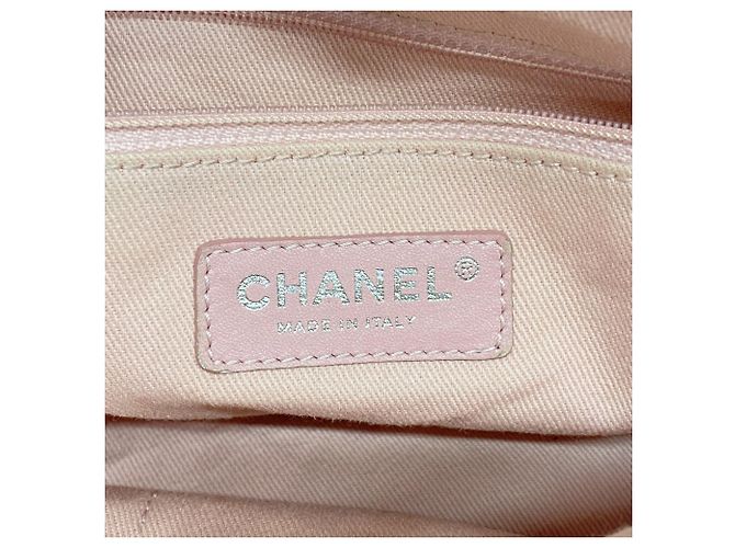 Chanel Deauville Raffia Kettentasche Pink Weiß - Ansicht 5