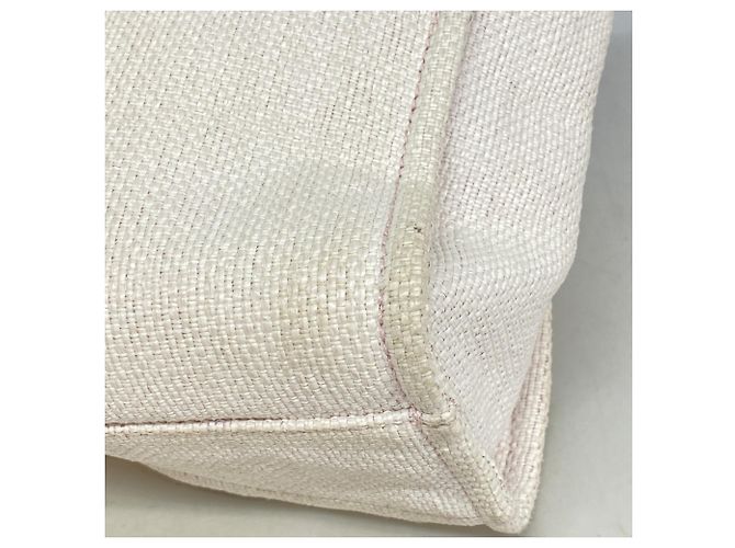 Chanel Deauville Raffia Kettentasche Pink Weiß - Ansicht 6