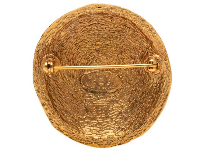Timeless Vintage Coco Mark runde Brosche von Chanel Golden - Ansicht 2