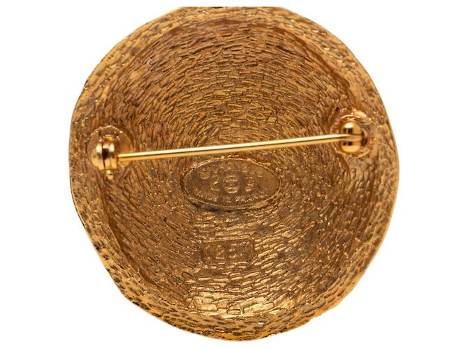 Timeless Vintage Coco Mark runde Brosche von Chanel Golden - Ansicht 3