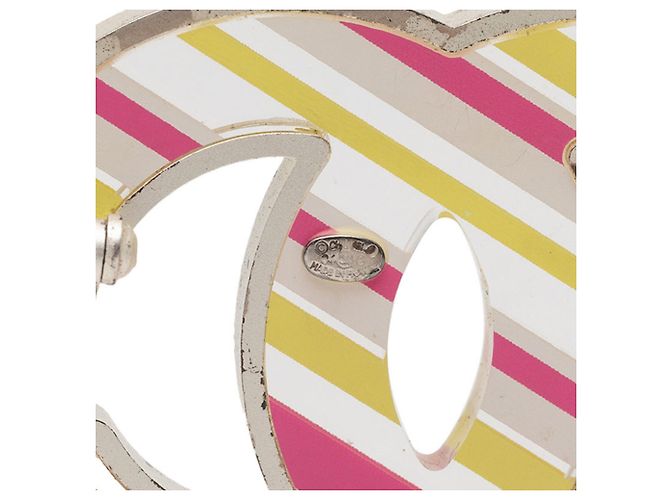 Chanel Coco Mark Brosche Silber Pink Gelb - Ansicht 3