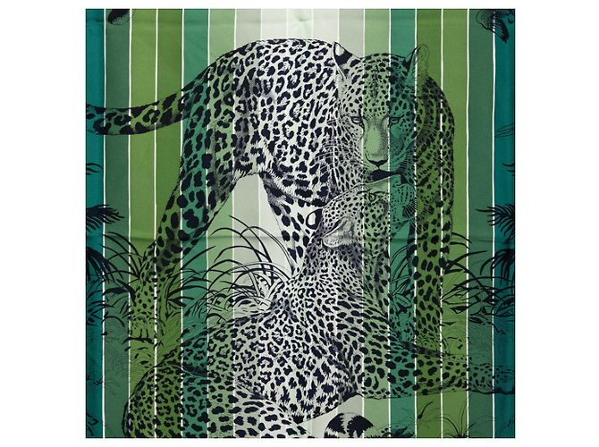 Foulard Hermès Carré 90 Jungle Love Multicolore Verde Blu navy - vista 2