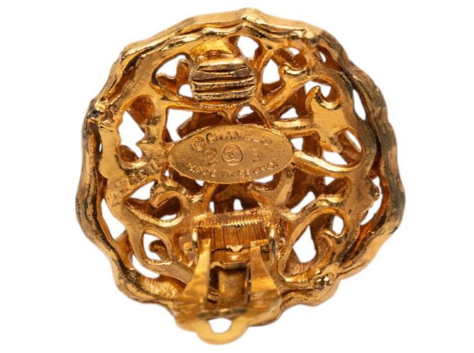 Vintage vergoldete Clip-Ohrringe Chanel Coco Mark Golden - Ansicht 3