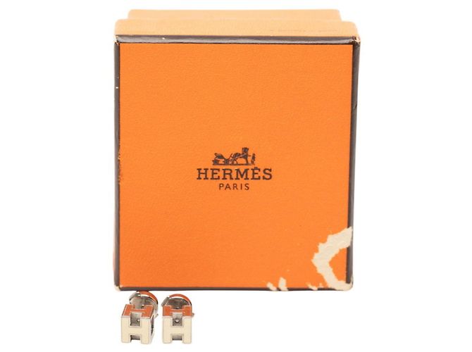 Brincos H-Cube Cage d'H da Hermès Prata Bege - vista 6