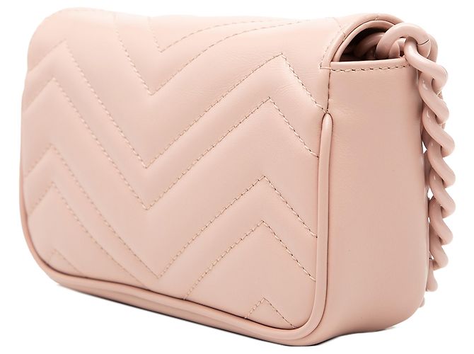 Belt bag in pelle matelassé GG Marmont rosa monocromatica Gucci - vista 2