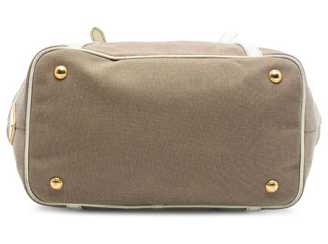 Bow Bolso Prada de lona beige Canapa con logo y lazo - vista 3