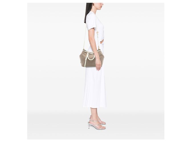 Bow Bolso Prada de lona beige Canapa con logo y lazo - vista 7