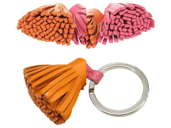 Hermès Portachiavi Charm Agneau Milo Hermes Carmen Unodos Rosa Arancione - vista 10
