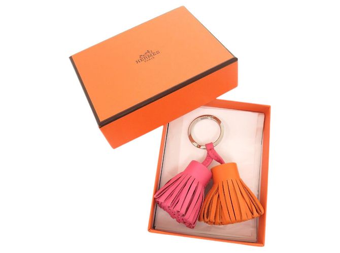 Hermès Portachiavi Charm Agneau Milo Hermes Carmen Unodos Rosa Arancione - vista 2