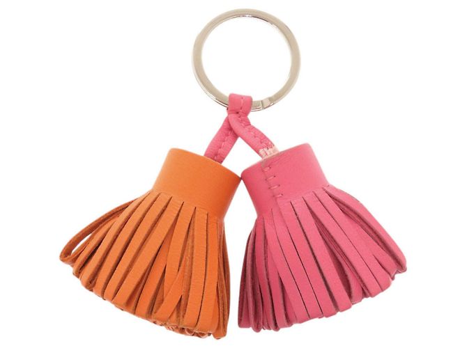 Hermès Portachiavi Charm Agneau Milo Hermes Carmen Unodos Rosa Arancione - vista 3