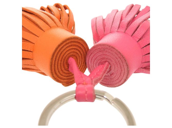 Hermès Portachiavi Charm Agneau Milo Hermes Carmen Unodos Rosa Arancione - vista 7