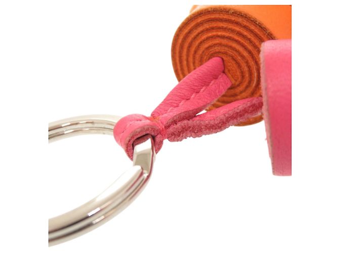 Hermès Portachiavi Charm Agneau Milo Hermes Carmen Unodos Rosa Arancione - vista 9