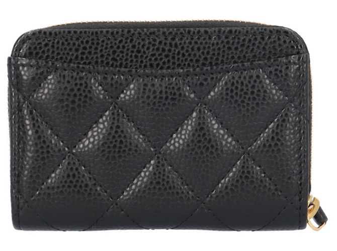 Portafoglio con zip classico Chanel in pelle di vitello grana nera - vista 2