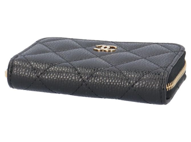 Portafoglio con zip classico Chanel in pelle di vitello grana nera - vista 4