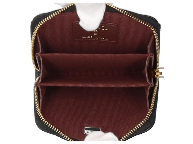Portafoglio con zip classico Chanel in pelle di vitello grana nera - vista 5